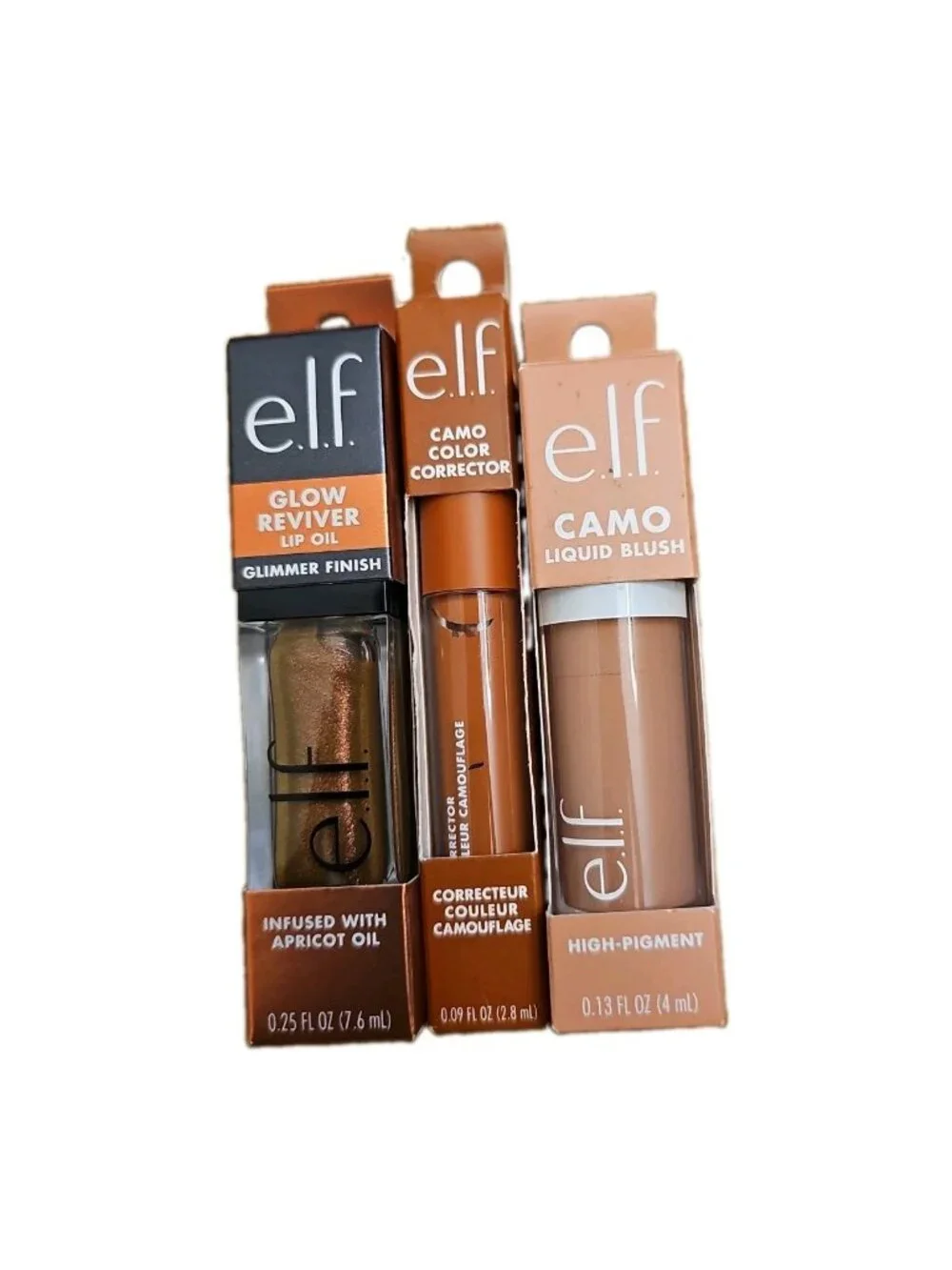 e.l.f Makeup Bundle Set (3-Piece Lip Oil, Color Corrector & Liquid Blush)